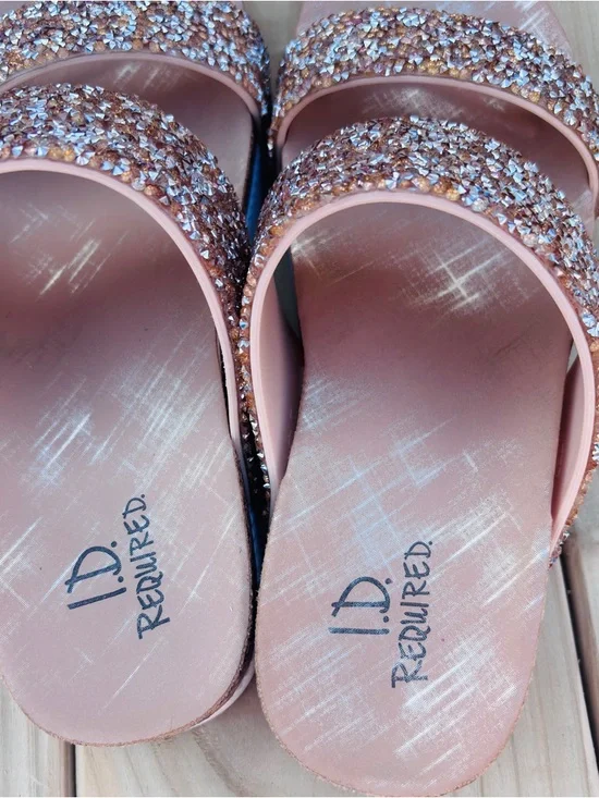 ID Required Glitter Slide Sandals Rose Gold Womens Size 7 - Picture 2 of 4